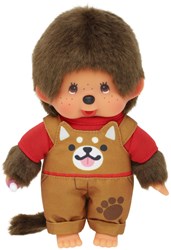 Monchhichi knuffel jongen tuinbroek hond 20cm pop speelgoed