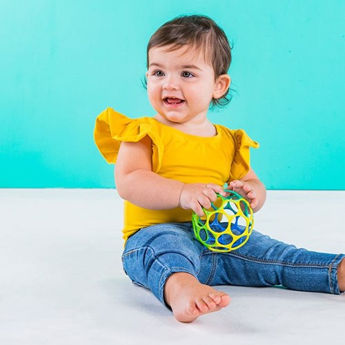 Oball klassiek speelgoed bal blauw groen geel - 10 cm grip-2