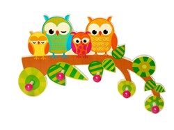 Hess houten kapstok uil - kinderkamer decoratie multicolor