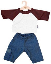 Hollie poppenkleding jeans en bordeaux shirt - set voor poppen