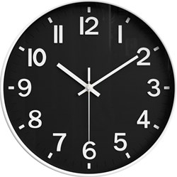 Attalos Wandklok - Stil Quartz Uurwerk - Minimalistisch Design klok - Muurklok 30cm - Wit met Zwart