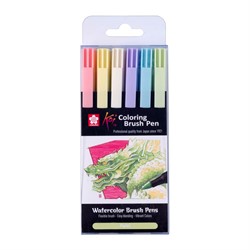 Sakura Koi Colouring Brush Pen Set Pastel, 6 Kleuren