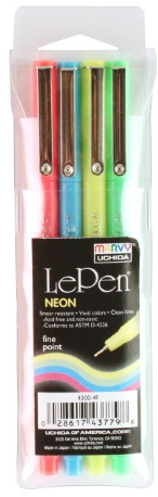 Marvy Uchida Le Pen Fineliner Set Neon 0,3mm 4 stuks