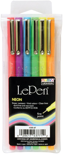 Marvy Uchida Le Pen Fineliner Set Neon 0,3mm 6 stuks