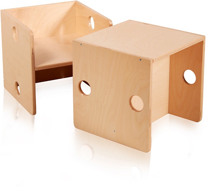 krijgen kompas zeewier Pertina houten kubusstoel / kubus kinderstoel peuter & kleuter Blank - 34 x  34 x 34 cm