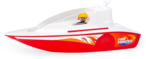 Lena brandweerboot speelgoedboot met speelfiguur - 36 cm - kunststof