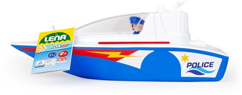 Lena politieboot speelgoedboot met speelfiguur - 36 cm - blauw-2