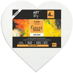 Little Birdie Crafts canvas hart schilderdoek 10 cm 4 stuks creatief