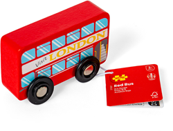 BigJigs houten speelgoed London bus - klassiek dubbeldekker voertuig
