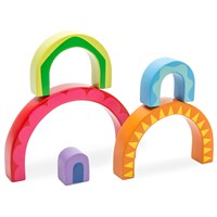 Le Toy Van houten regenboog tunnel speelgoed - kleurrijk stapelbaar speelgoed-2