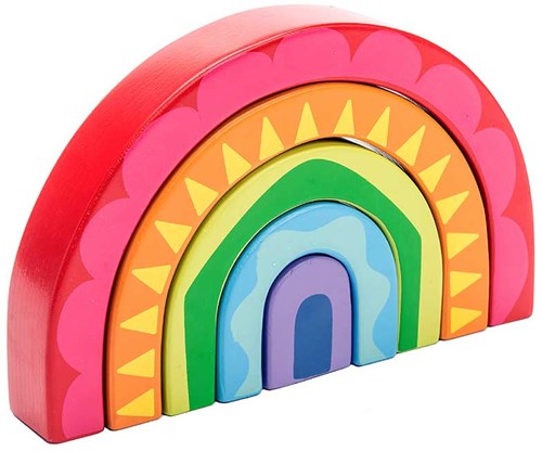 Le Toy Van houten regenboog tunnel speelgoed - kleurrijk stapelbaar speelgoed