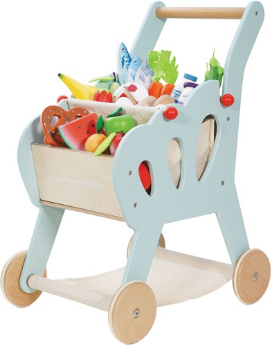 Le Toy Van houten winkelwagen speelgoed met boodschappentas - FSC hout