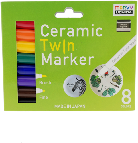 Marvy Uchida Marvy Uchida Keramiek Twin Marker Set Basis 8 stuks