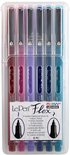Marvy Uchida Marvy Uchida Le Pen Flex Set Jewel 6 stuks