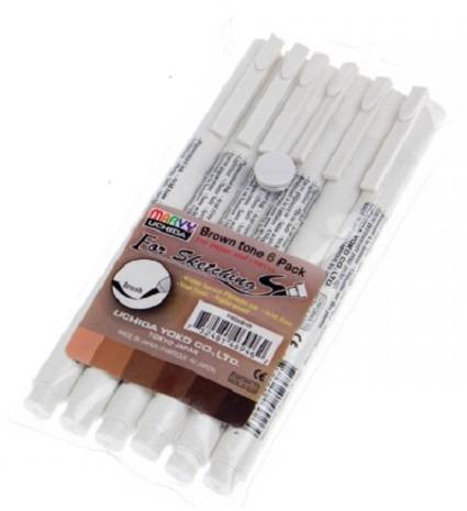 Marvy Uchida Marvy Uchida Technische Brushpennen Bruintinten Set 6 stuks
