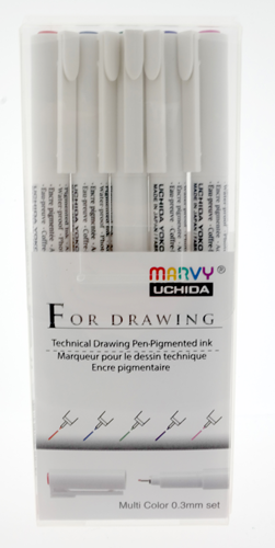 Marvy Uchida Marvy Uchida Technische Fineliner Set 0,3mm 5 stuks