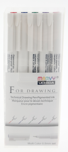 Marvy Uchida Marvy Uchida Technische Fineliner Set 0,5mm 5 stuks