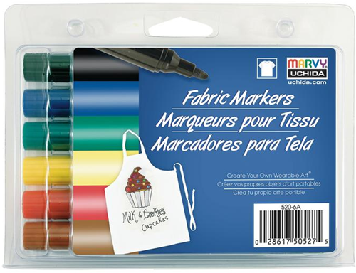 Marvy Uchida Marvy Uchida Textielstiften Bold Primair 6 Stuks