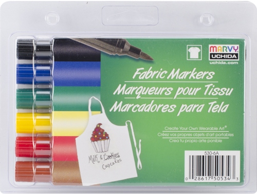Marvy Uchida Marvy Uchida Textielstiften Brush Primair 6 Stuks