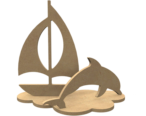 Gomille MDF Figuren Dolfijn Set 24x21 cm