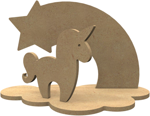 Gomille MDF Figuren Eenhoorn Set 24x15 cm
