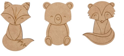 Hobbygroep MDF Figuur Bosdieren 10 cm 3 stuks