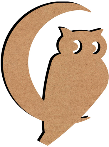 Gomille MDF Figuur Uil en Maan 26 cm