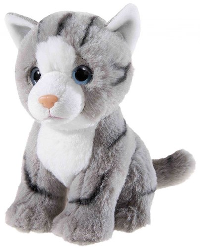 Heunec knuffel kat grijs 22cm speelgoed pluche kat