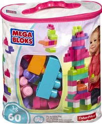 Mega Bloks bouwstenen blokkentas roze - 60 stuks - constructiespeelgoed
