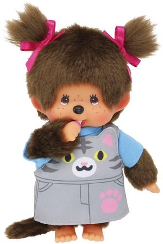 Monchhichi knuffel meisje poes jurkje - pop 20cm speelgoed-2