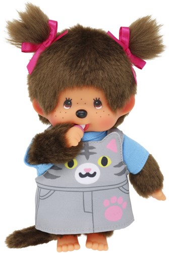 Monchhichi knuffel meisje poes jurkje - pop 20cm speelgoed-3