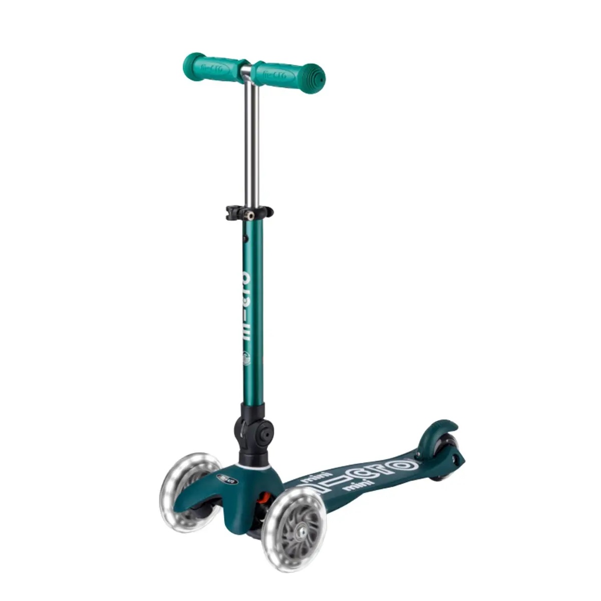 Micro Scooters | Micro Sprite Classic LED kinderstep, verstelbaar stuur, oplichtende wielen, inklapbaar, standaard, 5 tot tieners, jongens en meisjes, aqua