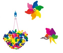 Giobas Windmolen fiets kleurrijk kunststof 11 cm speelgoed accessoire