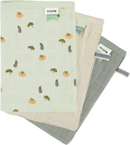Trixie baby washandjes set - Tetra 3-pack mix Friendly Vegetables