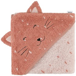 Trixie badcape baby 75x75cm Mrs. Cat biologisch katoen roze