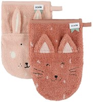 Trixie washandjes baby 2-pack biologisch katoen Mrs. Cat Mrs. Rabbit