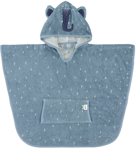 Trixie poncho biologisch katoen badcape kind Mrs Elephant blauw