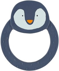 Trixie bijtring natuurlijk rubber baby speelgoed Mr. Penguin blauw