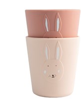Trixie siliconen bekers 2-pack Mrs. Rabbit - stapelbare kinderbekers roze