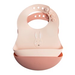 Trixie siliconen slabbetjes 2-pack - baby slab met opvangbakje - Mrs. Rabbit - roze