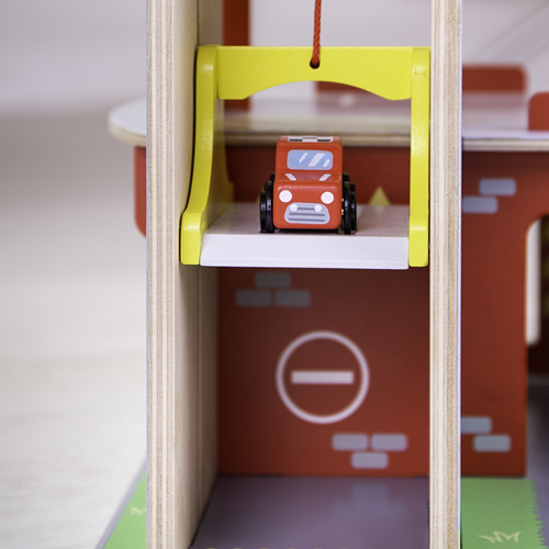 BigJigs houten parkeergarage speelgoed met lift en accessoires-3