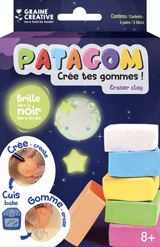Patagom Patagom Gum Klei Set Glow in the Dark 6x25 gr