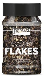 Pentart Pentart Gekleurde Vlokken Zwart - Goud 100ml