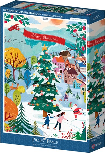 Pieces & Peace kerst puzzel Skating into Christmas Joy - 500 stukjes-2