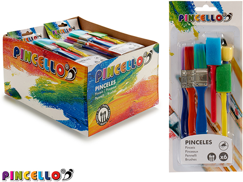 Pincello Pincello Kwasten en Sponzen Set 6 stuks