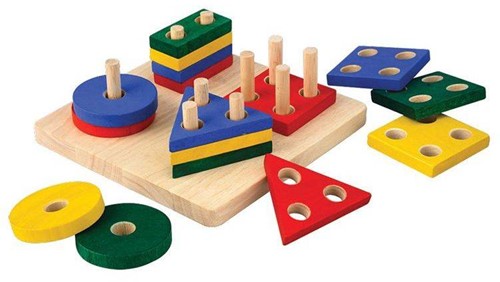Plan Toys houten geometrisch sorteerbord
