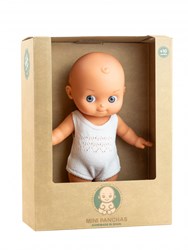 Paola Reina babypop Mini Pancha - witte romper en grijze ogen 28cm