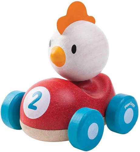 Plan Toys houten speelvoertuig race kip