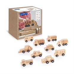 Guidecraft houten speelgoed vrachtwagens - set van 10 stuks