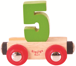 BigJigs Rail Name Number 5 , Cijferwagon 5